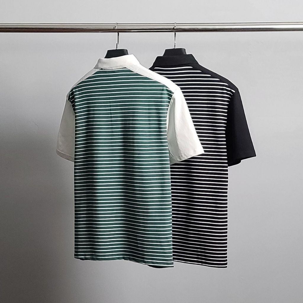 버버리 B자수 스트라이프 반팔 카라티