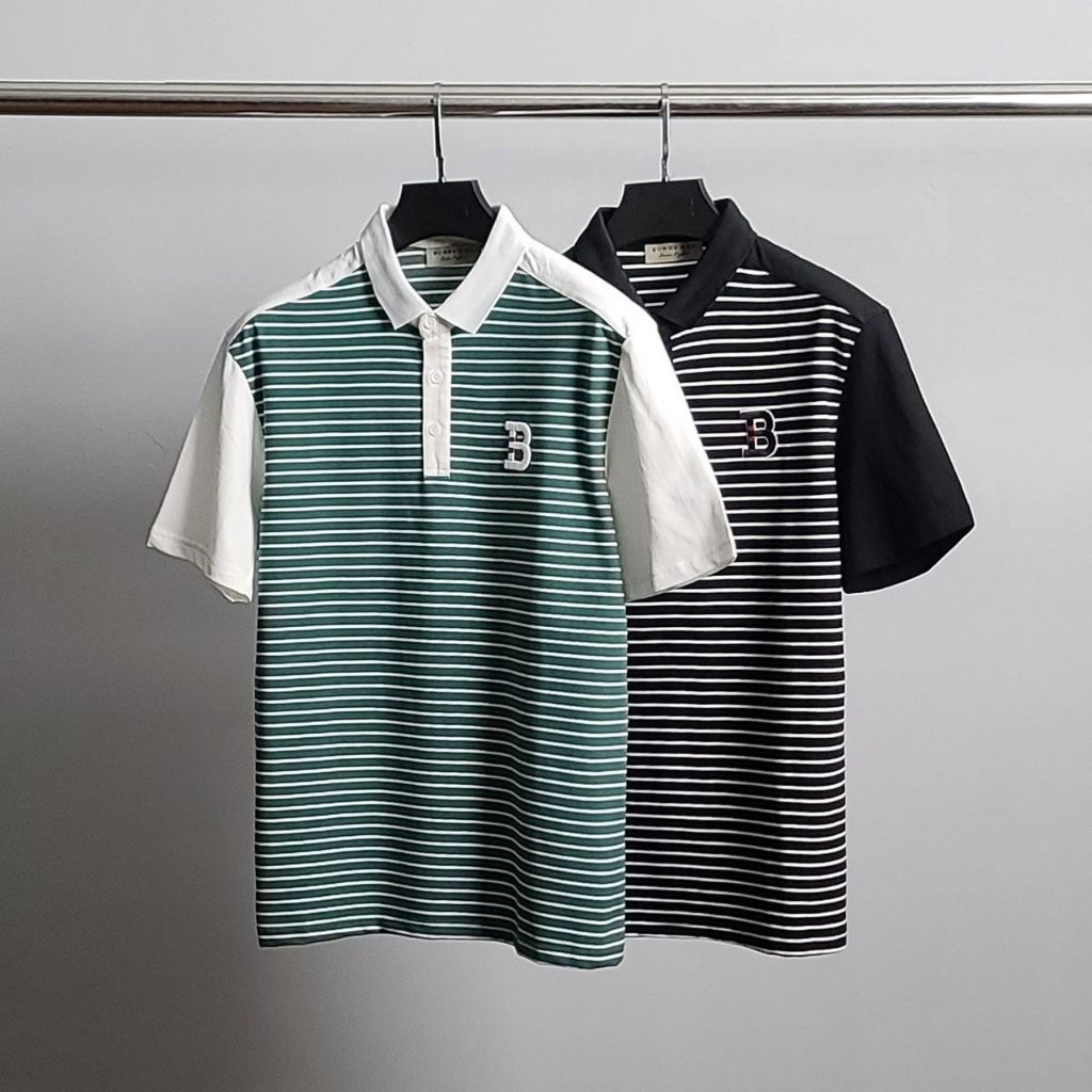 버버리 B자수 스트라이프 반팔 카라티
