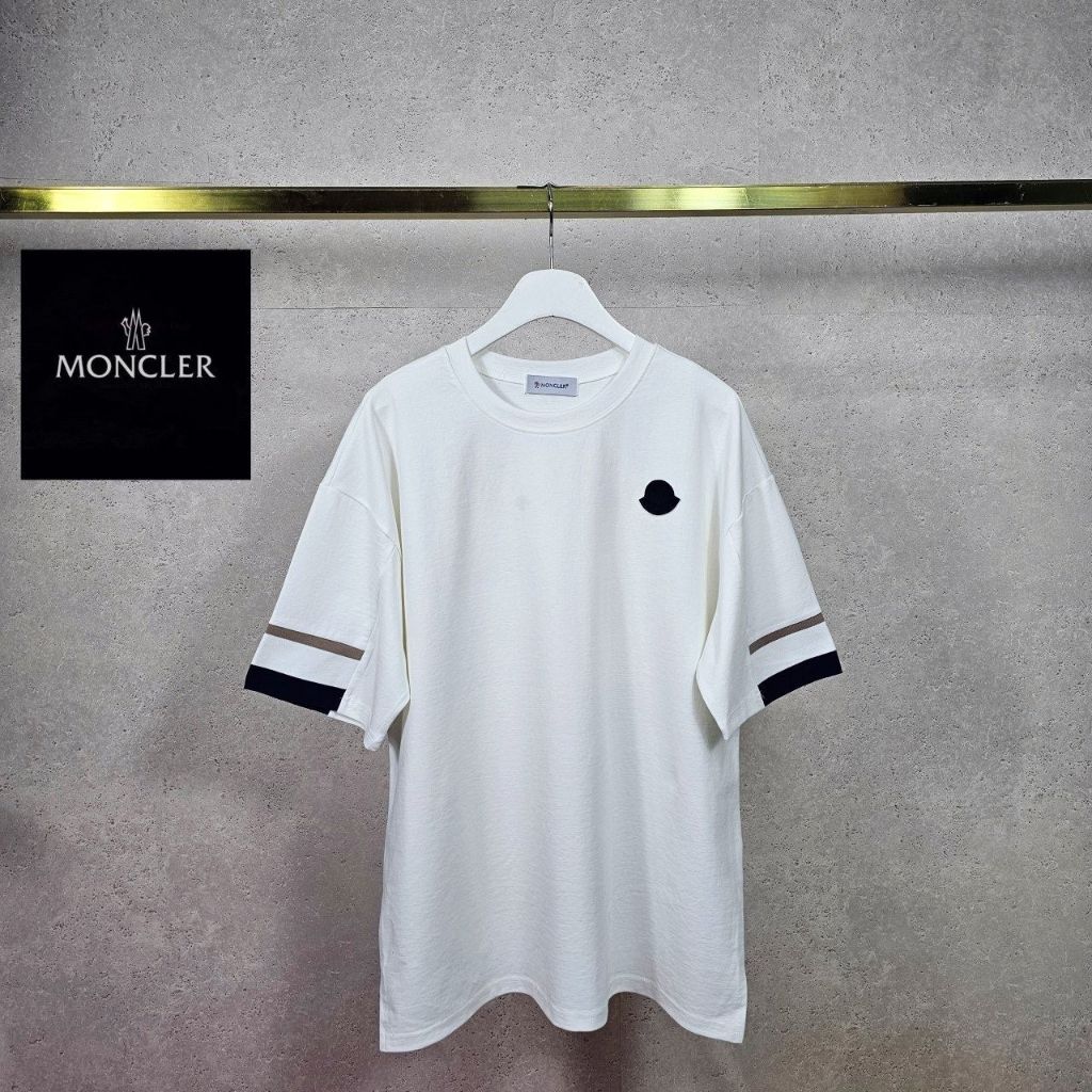 몽클레어 배색 밴딩 라운드 반팔티