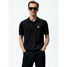 메종키츠네 브라운 폭스헤드 카라 반팔 니트