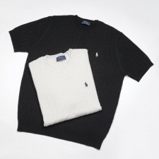 폴로 랄프로렌 케이블 라운드 반팔 니트