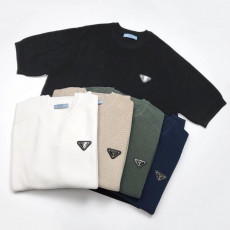 프라다 플레이트 레글런 디테일 반팔 니트