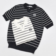 로에베 단가라 오픈 카라 반팔 니트