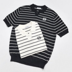 로에베 단가라 오픈 카라 반팔 니트