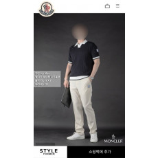 몽클레어 감마블루 엘리트 쉐브론 반팔 카라 니트