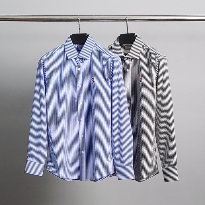 메종키츠네 브라운 폭스헤드 스트라이프 셔츠