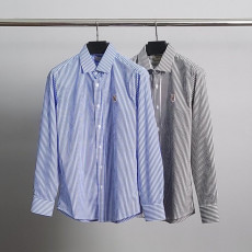 메종키츠네 브라운 폭스헤드 스트라이프 셔츠