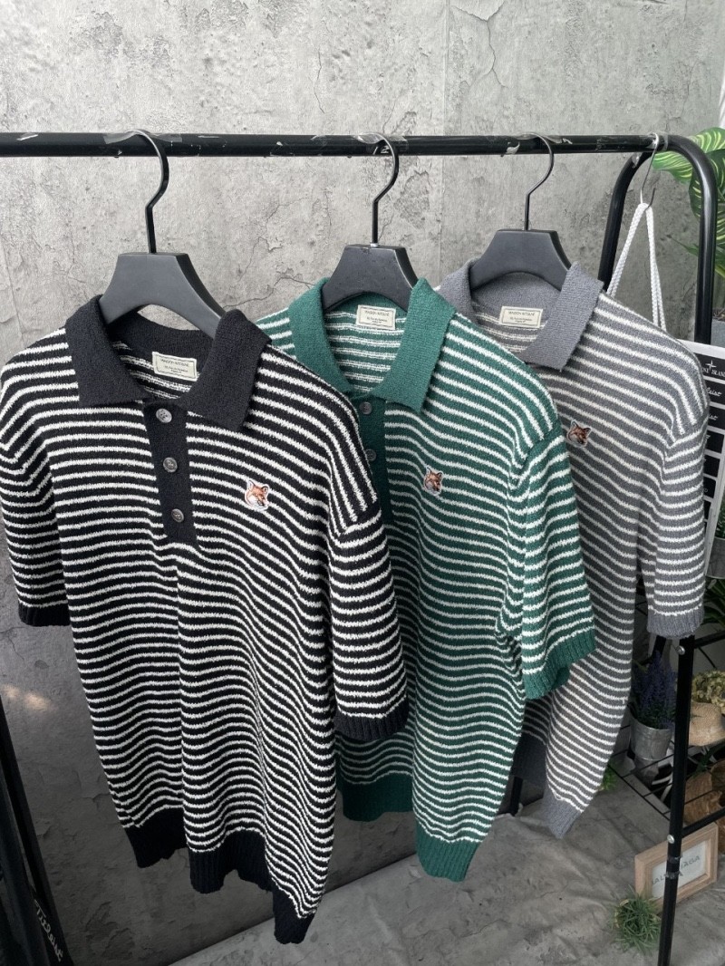 메종키츠네 부클 카라 반팔 니트