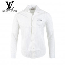 루이비통 자수 로고 백레더 다미 슬림 셔츠