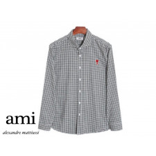 아미 스몰 하트 패치 체크 포플린 셔츠