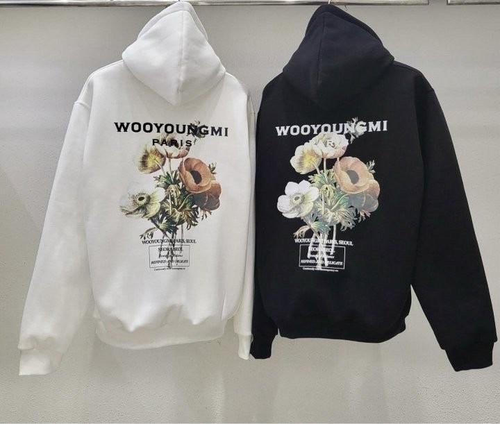 우영미 뉴시즌 플라워 백로고 후드티