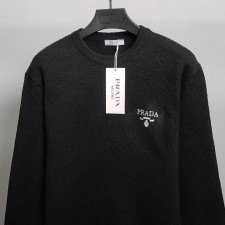 프라다 밀라노 로고 자수 베이직 니트