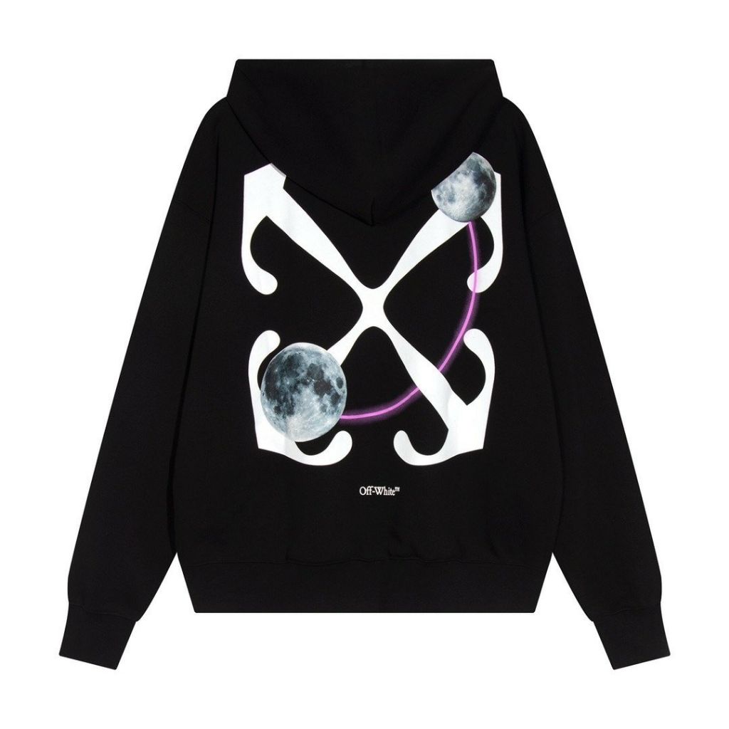 오프화이트 문 어로우 스케이트 드로스트링 후드티