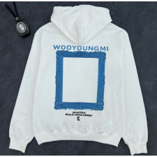 우영미 프레임 백로고 후드티