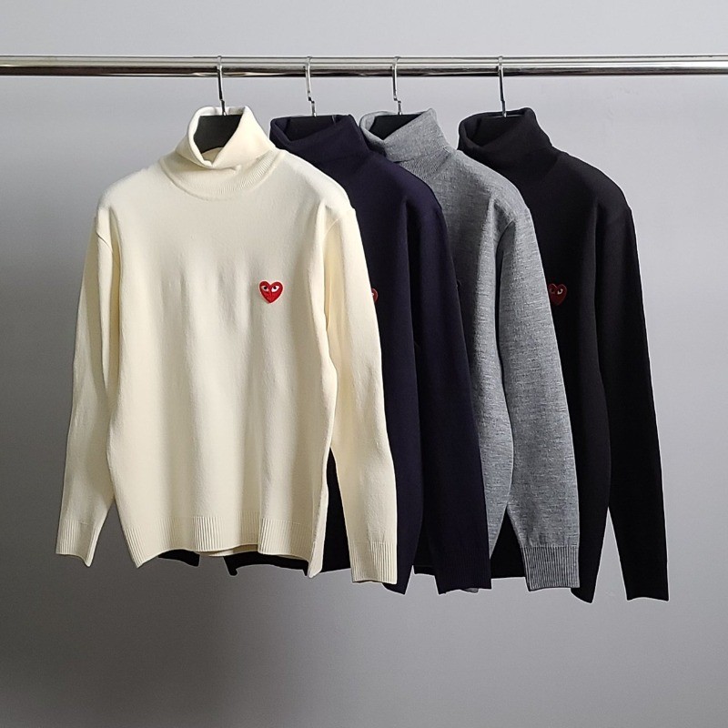 꼼데가르송 레드 와펜 터틀넥 니트