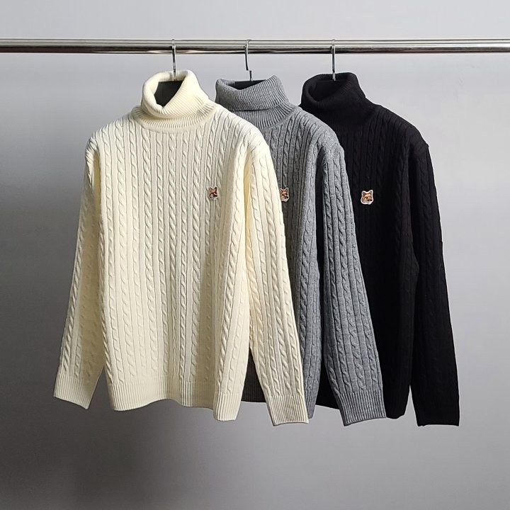 메종키츠네 꽈배기 폴라 니트