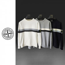 스톤아일랜드 엠보 배색 라운드 니트