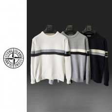 스톤아일랜드 엠보 배색 라운드 니트