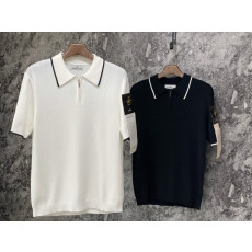 스톤아일랜드 라인 반집업 반팔 카라 니트