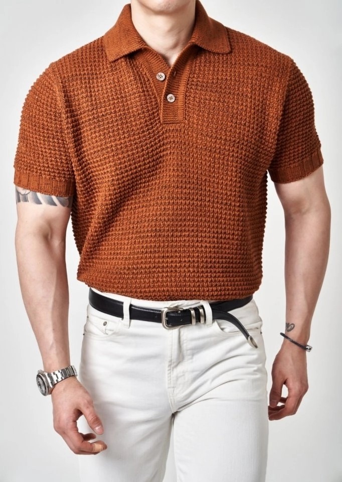 로로피아나 제냐 반팔 카라 니트