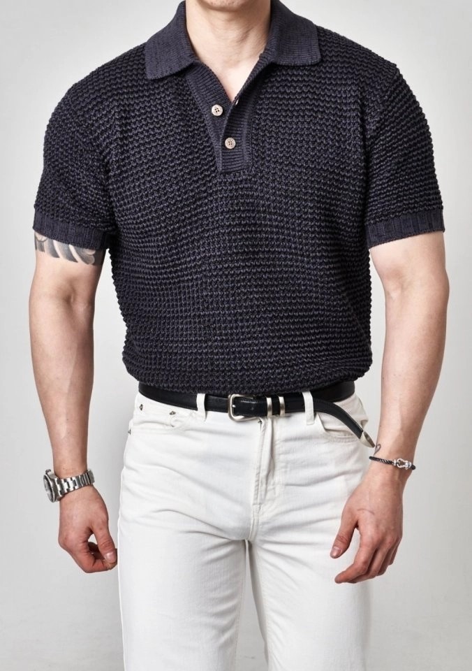 로로피아나 제냐 반팔 카라 니트