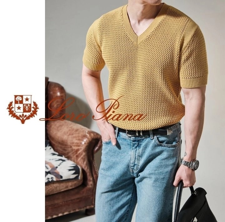 로로피아나 콘웨이 V 반팔 니트