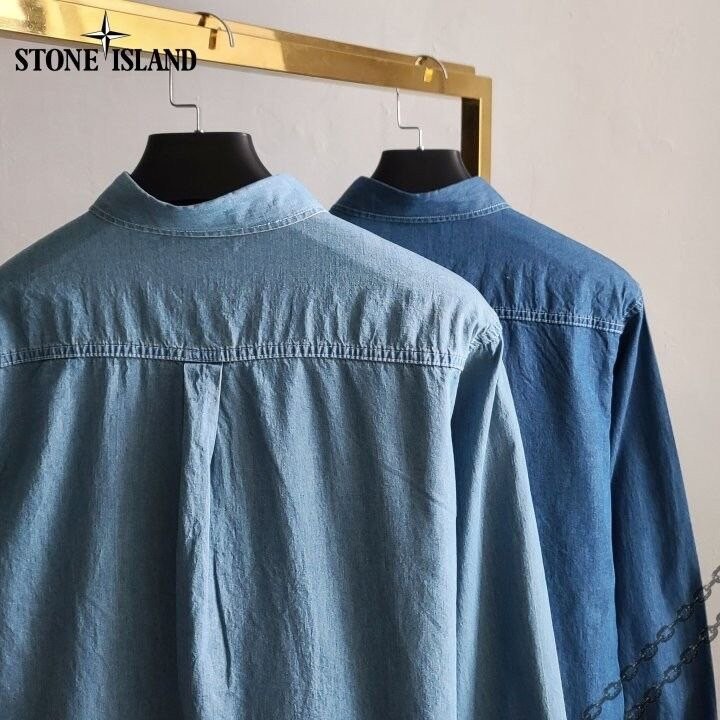 스톤아일랜드 와펜 데님 포켓 셔츠