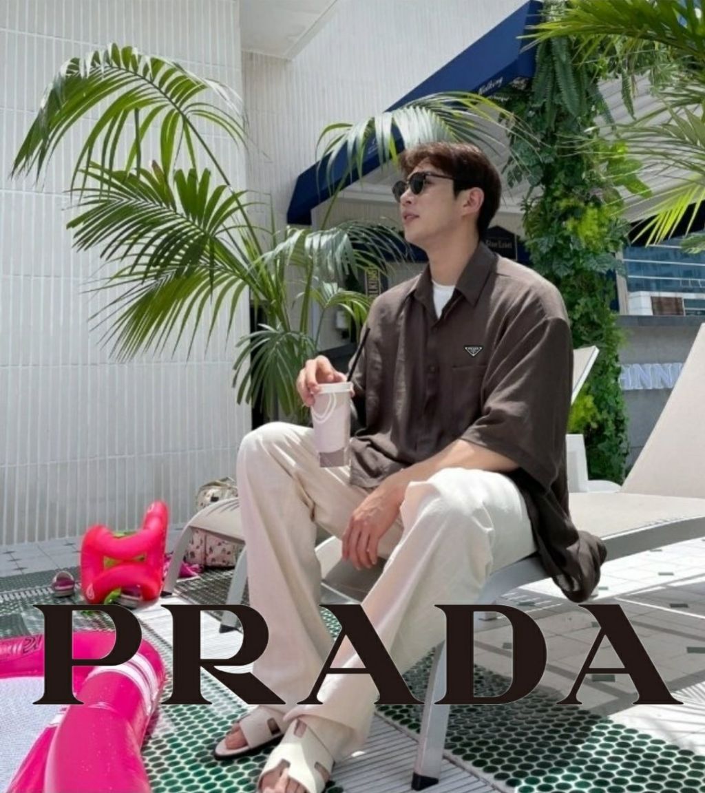 프라다 링클 주름 오버 반팔 셔츠