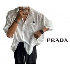 프라다 링클 주름 오버 반팔 셔츠