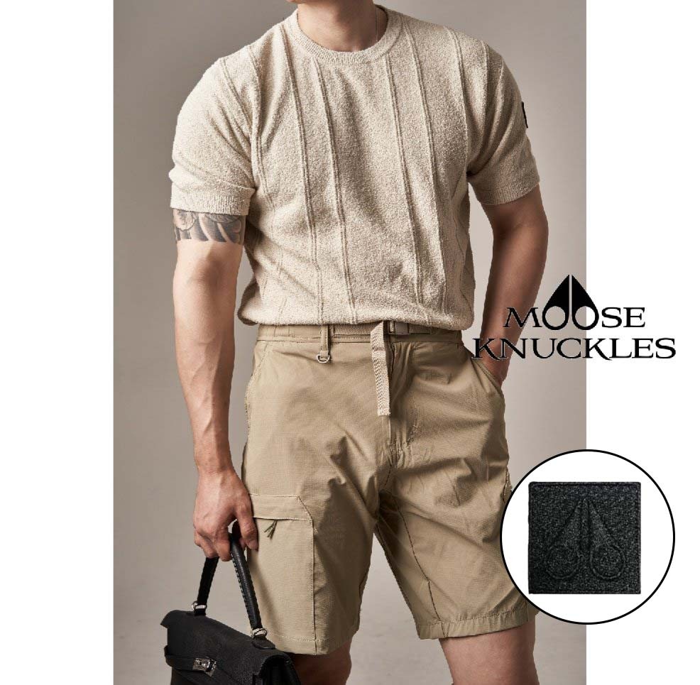 무스너클 스트라이프 라운드 반팔 니트