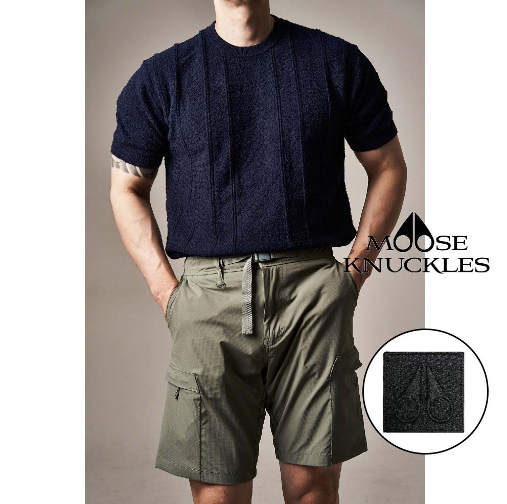 무스너클 스트라이프 라운드 반팔 니트