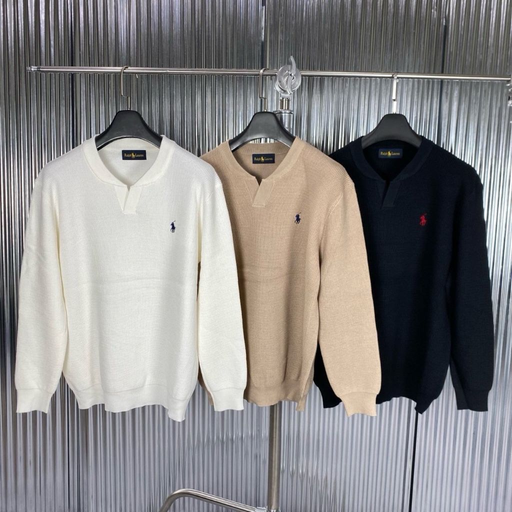 폴로 브이 하프 라운드 니트