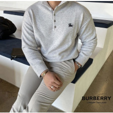 버버리 메리노울 헨리넥 니트