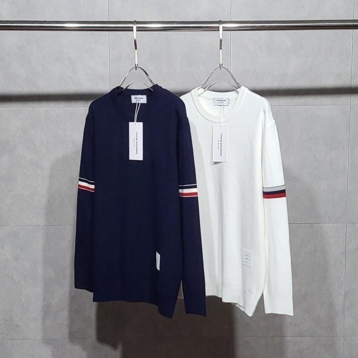 톰브라운 아르배색 라운드 니트