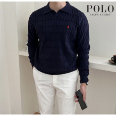 폴로 캐시코스 꽈배기 머슬 카라 니트