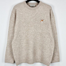 메종키츠네 울 라운드 옐로우 패치 니트