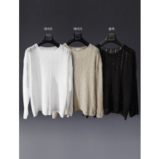 입생로랑 솔리드 하찌 라운드넥 긴팔티