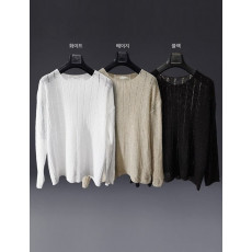 입생로랑 솔리드 하찌 라운드넥 긴팔티