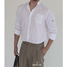 몽클레어 주름 린넨 셔츠