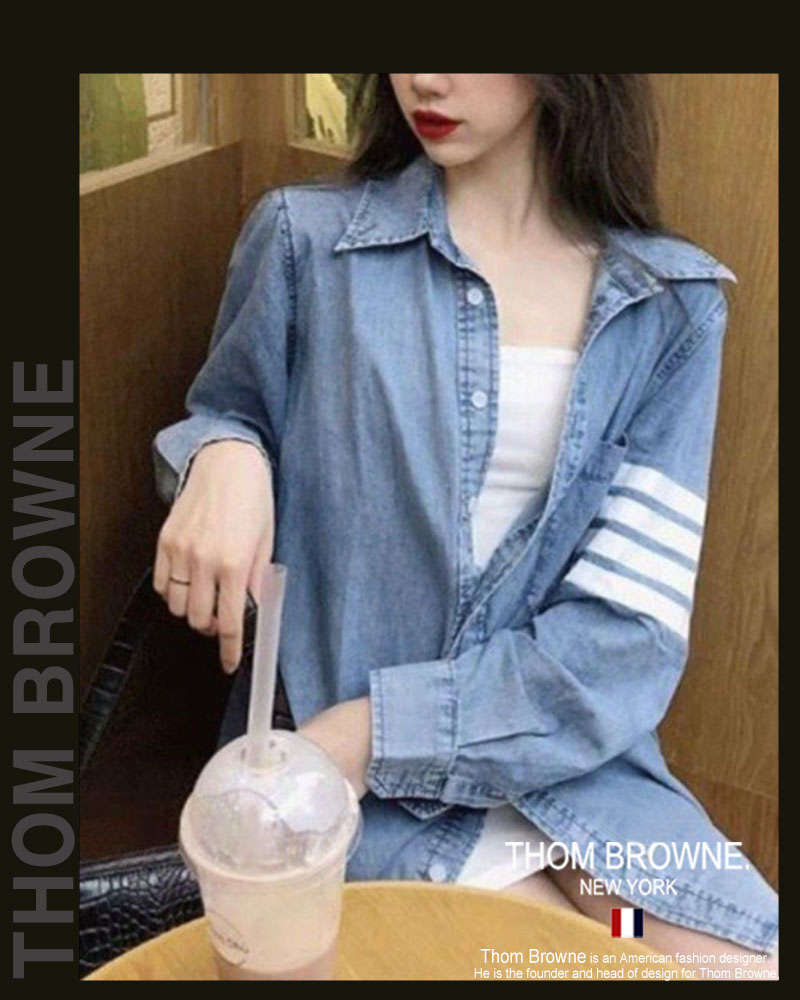 톰브라운 여성 9232 청 남방 셔츠