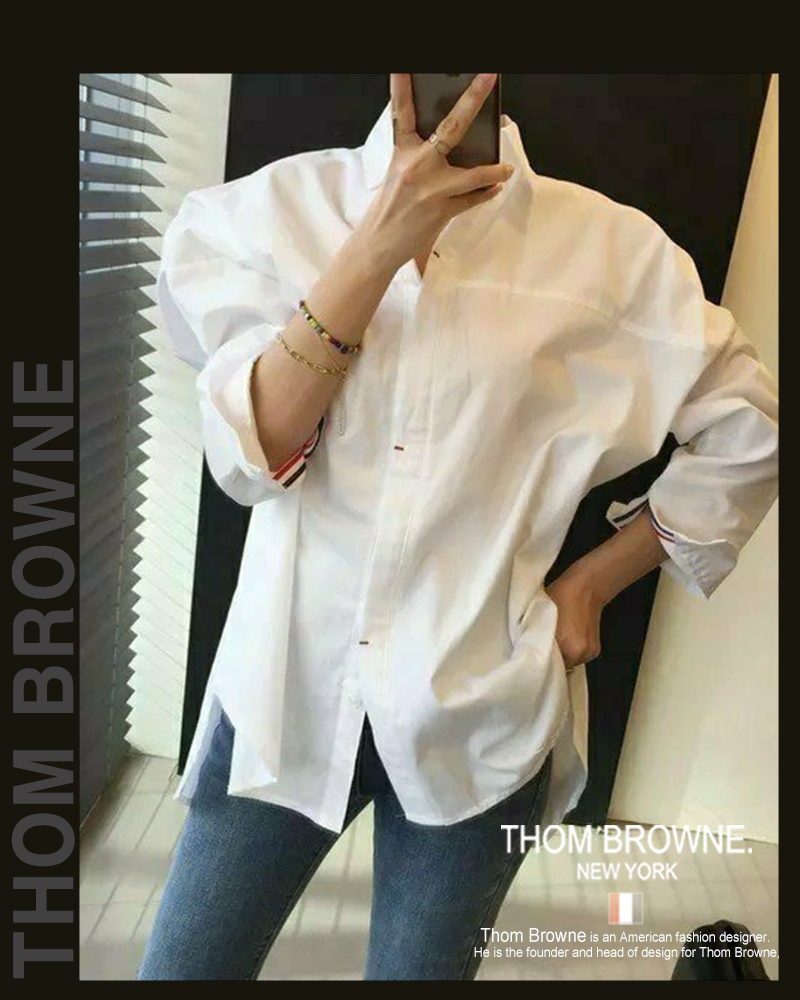 톰브라운 여성 1426 백 삼선 포인트 남방 셔츠