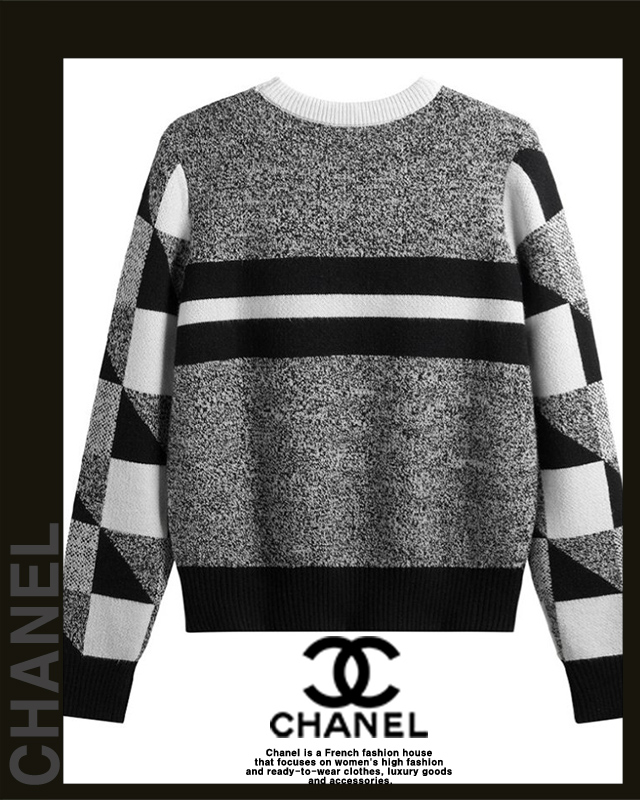샤넬 여성 9876 A급 5 로고 라운드 니트