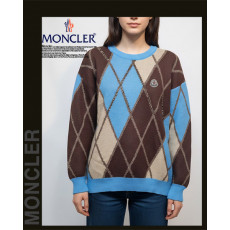 몽클레어 여성 7392 빅 배색 아가일 니트