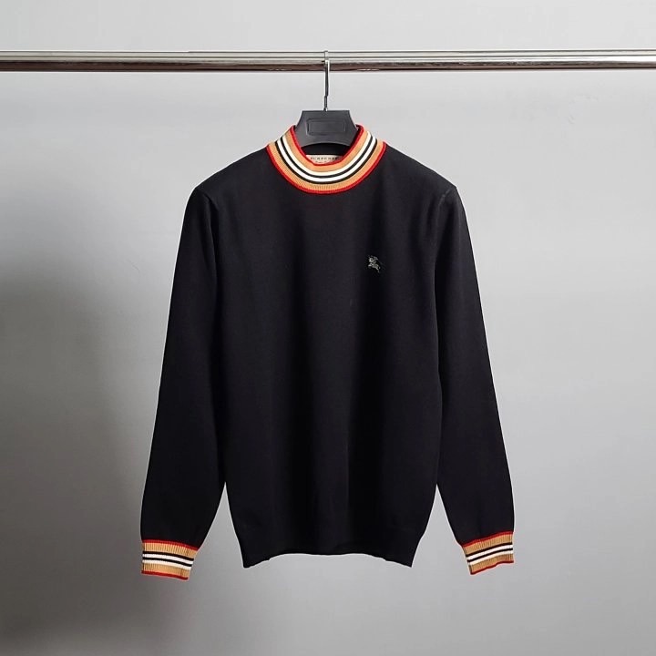 버버리 기사 자수 라인 반목 니트