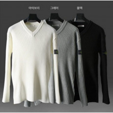 스톤아일랜드 골지 브이넥 니트