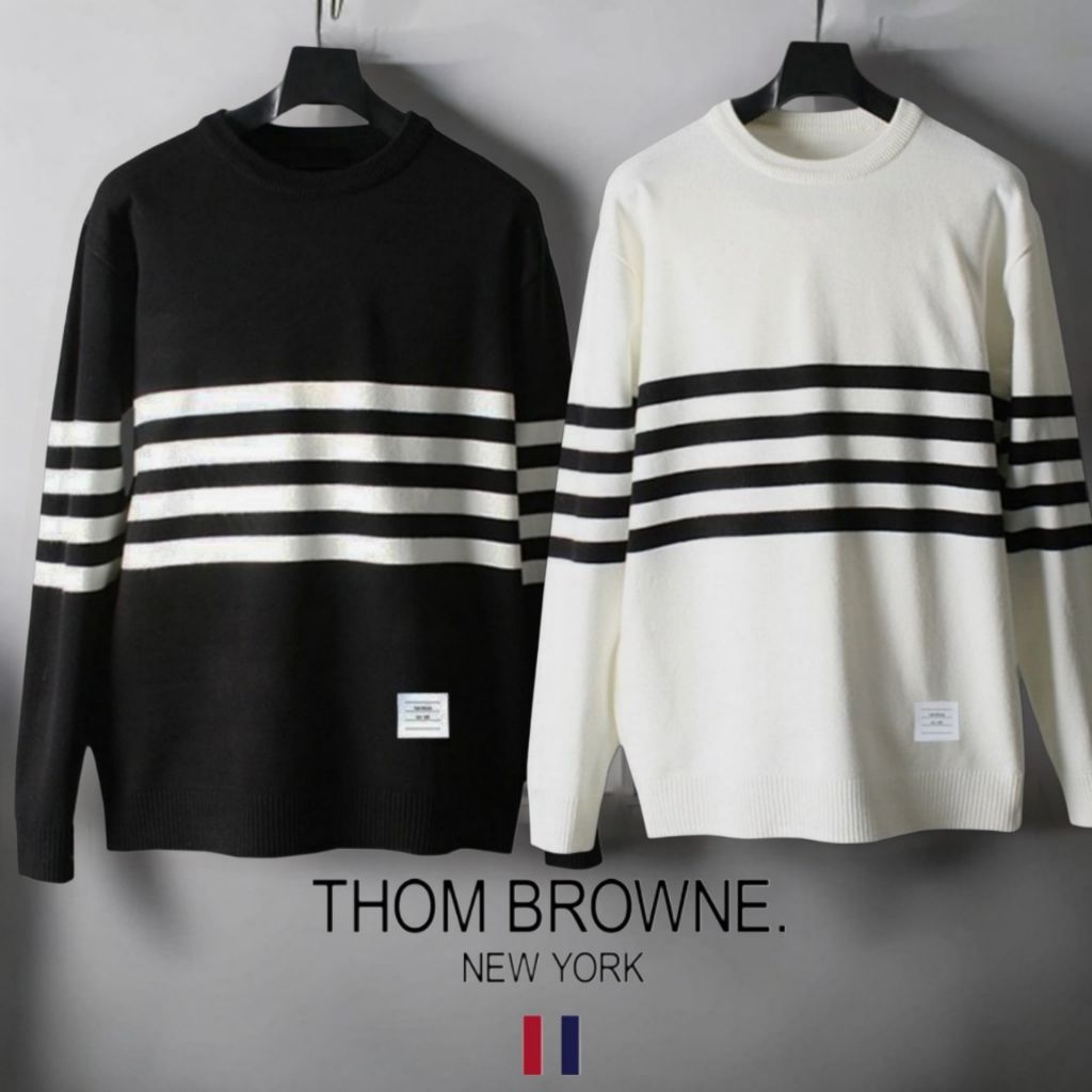 톰브라운 4줄 롱라인 라운드 니트