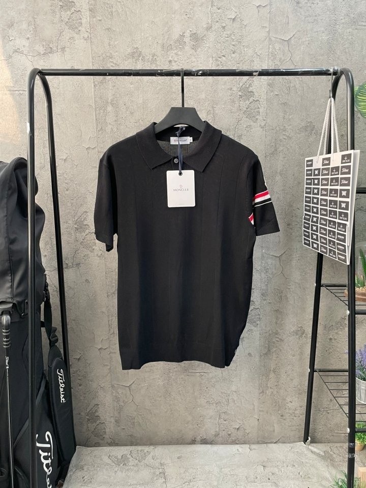 몽클레어 원 암밴딩 카라 반팔 니트