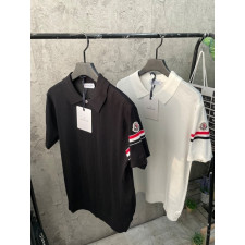 몽클레어 원 암밴딩 카라 반팔 니트