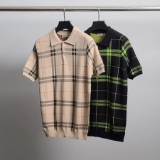 버버리 체크 반팔 카라 니트