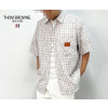 톰브라운 체크 루즈핏 반팔 셔츠